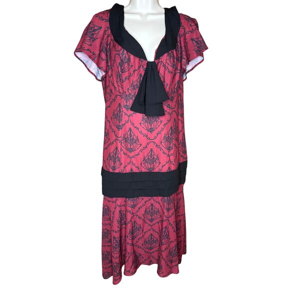 Unique Vintage 1920’s Burgundy Pattern Wilshire Flapper Day Dress 1X NWOT - Picture 1 of 11